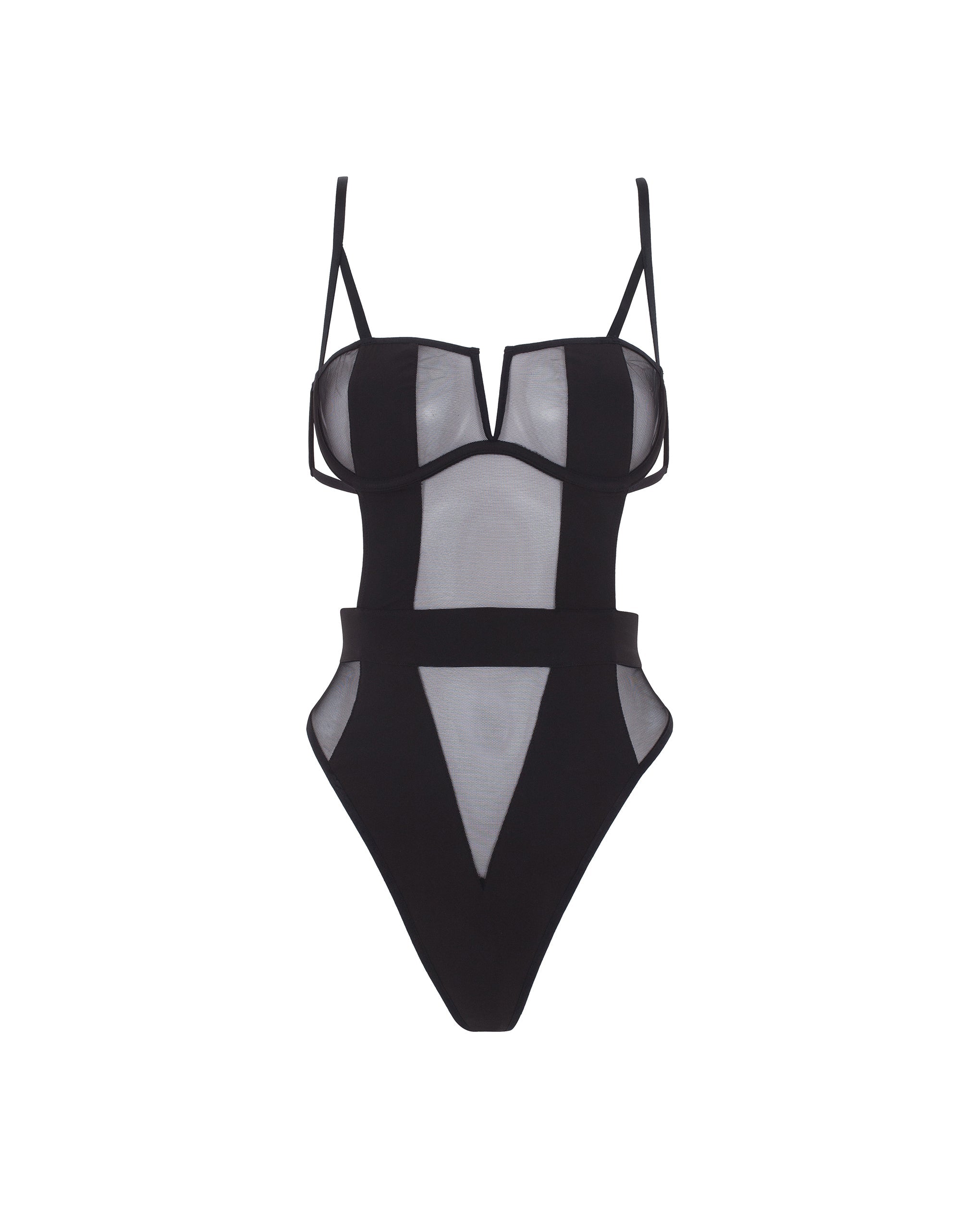 Orla Sheer Mesh Bodysuit Black