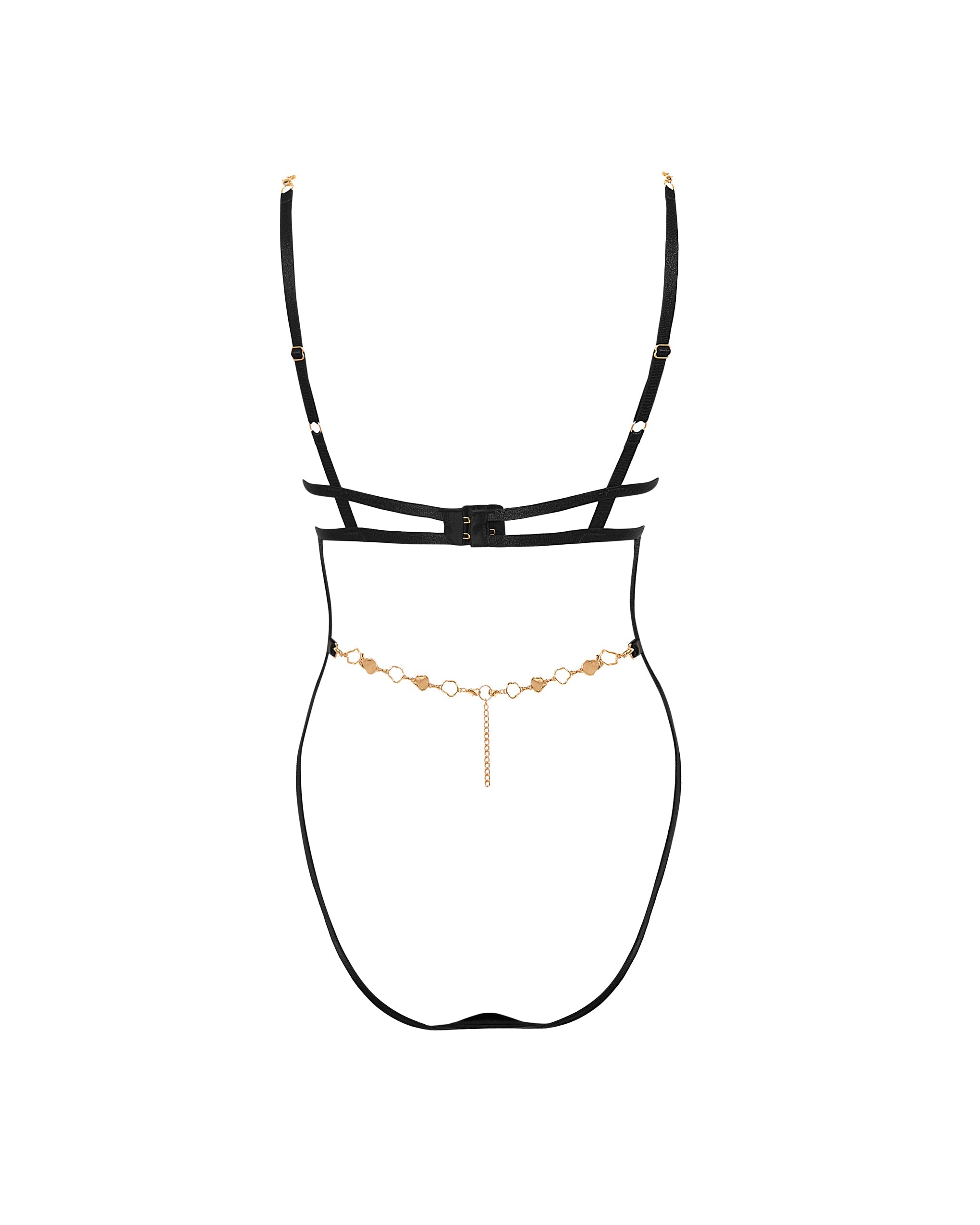 Azalea Open Bodysuit Black/Gold