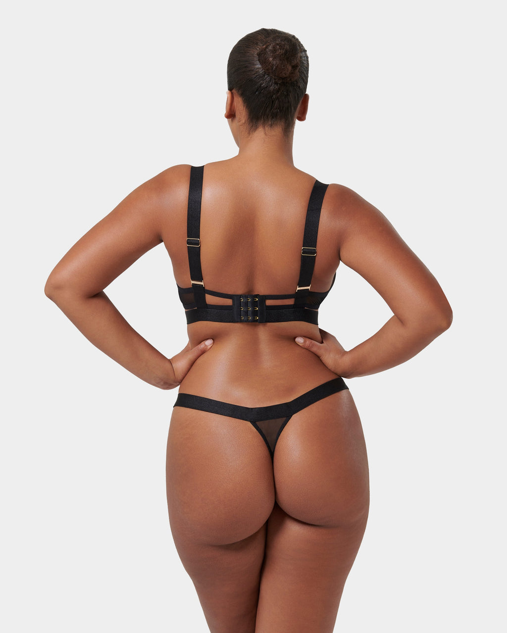 Trinity Sheer Strappy Thong Black