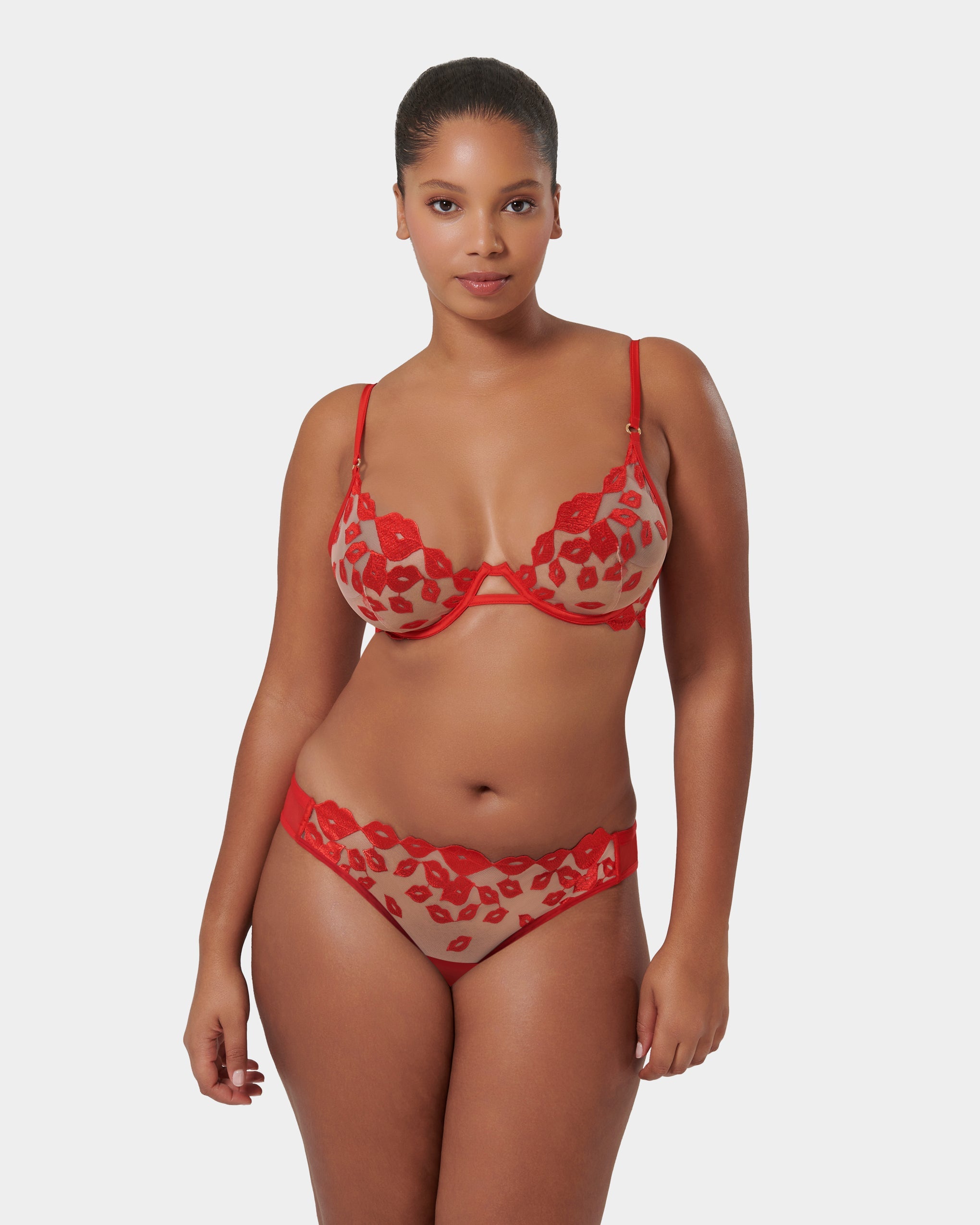 Marian Embroidered Brief Red