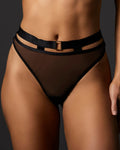 Trinity High-Waisted Sheer Thong Black