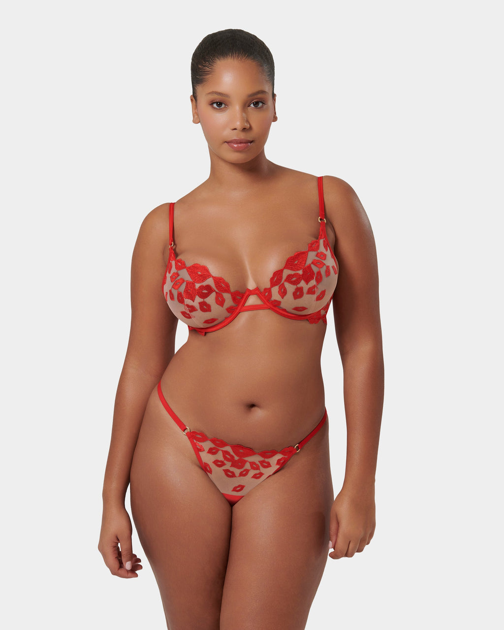 Marian Embroidered Thong Red