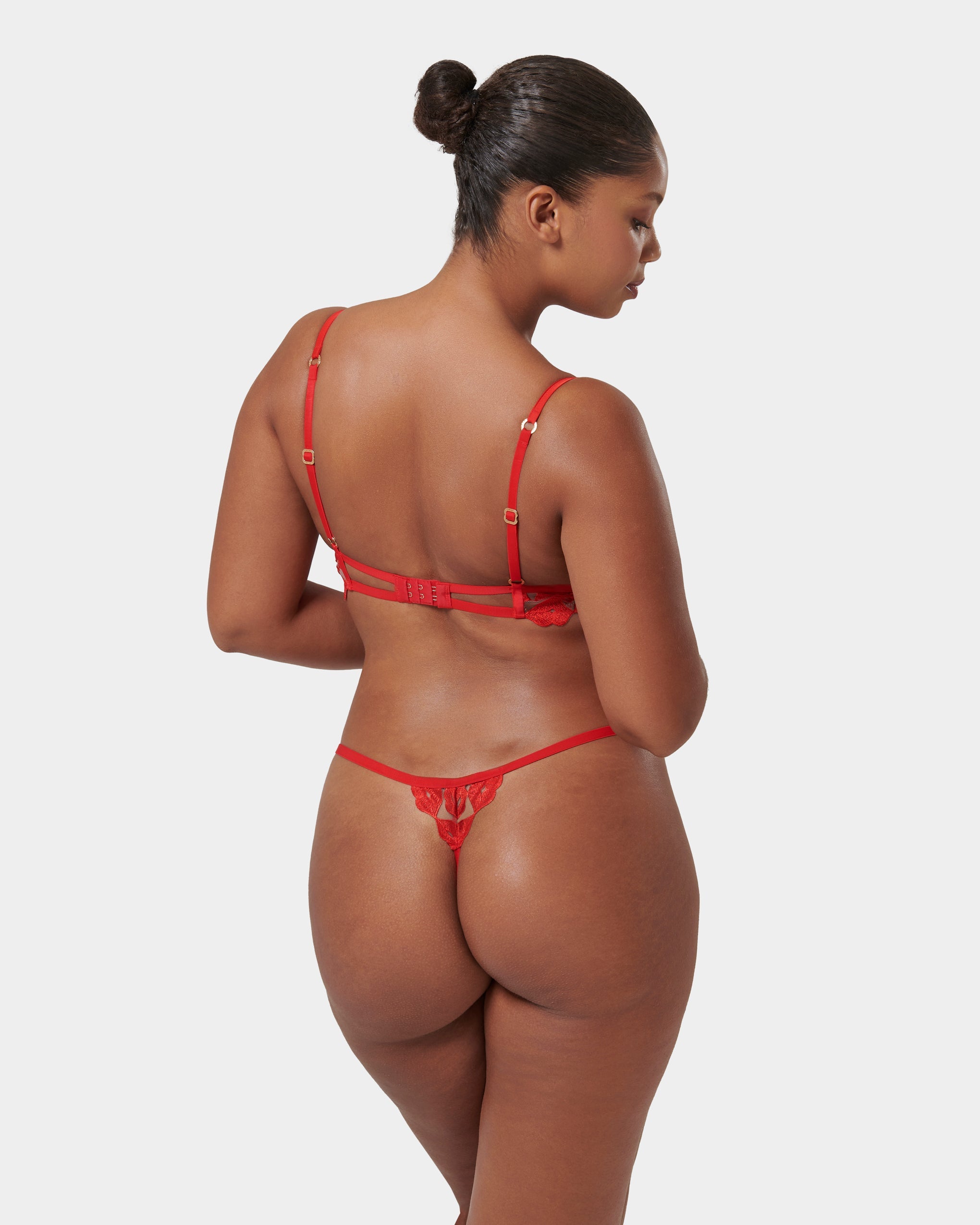 Marian Embroidered Thong Red