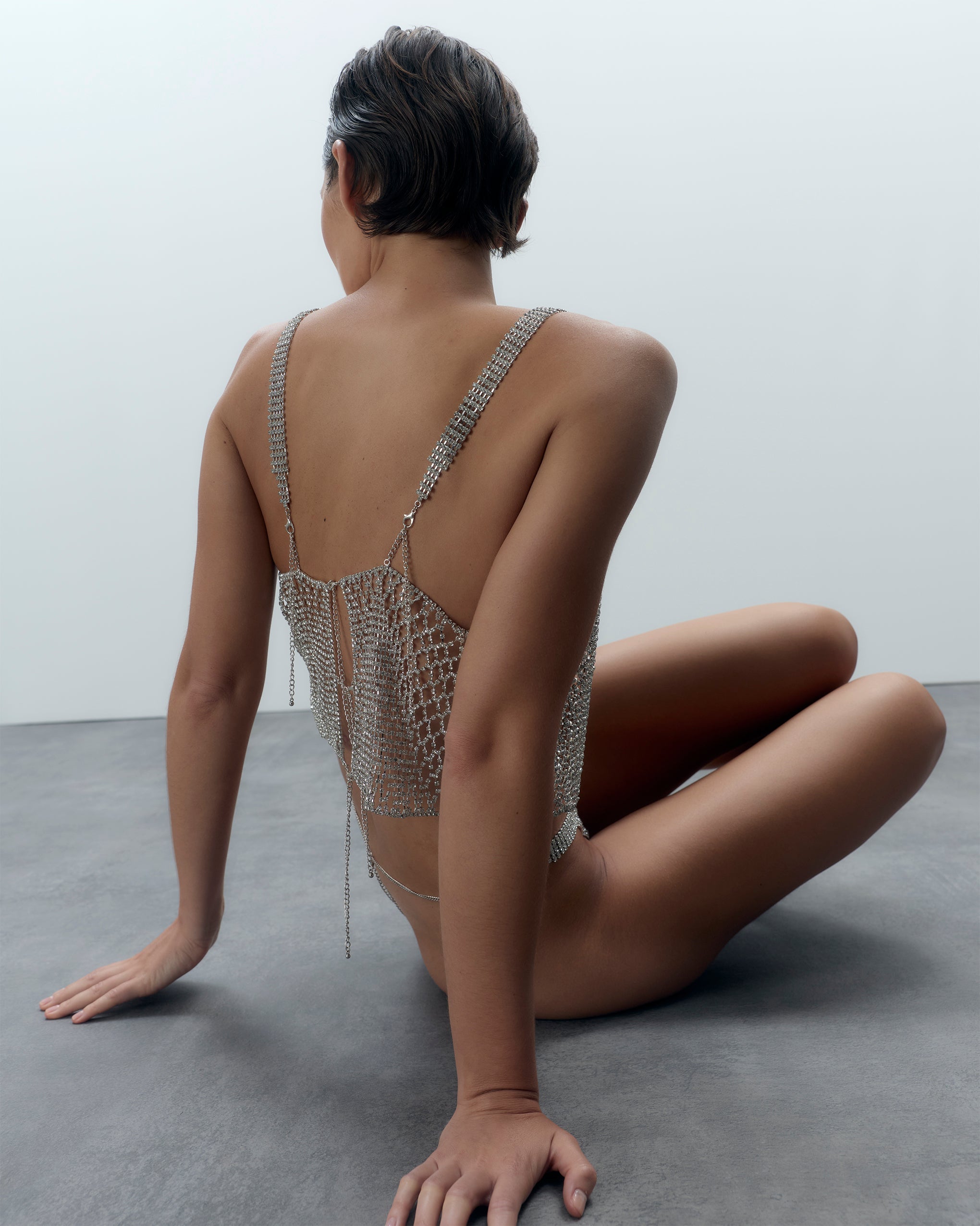 Elsa Diamond Lattice Cami Silver/Clear
