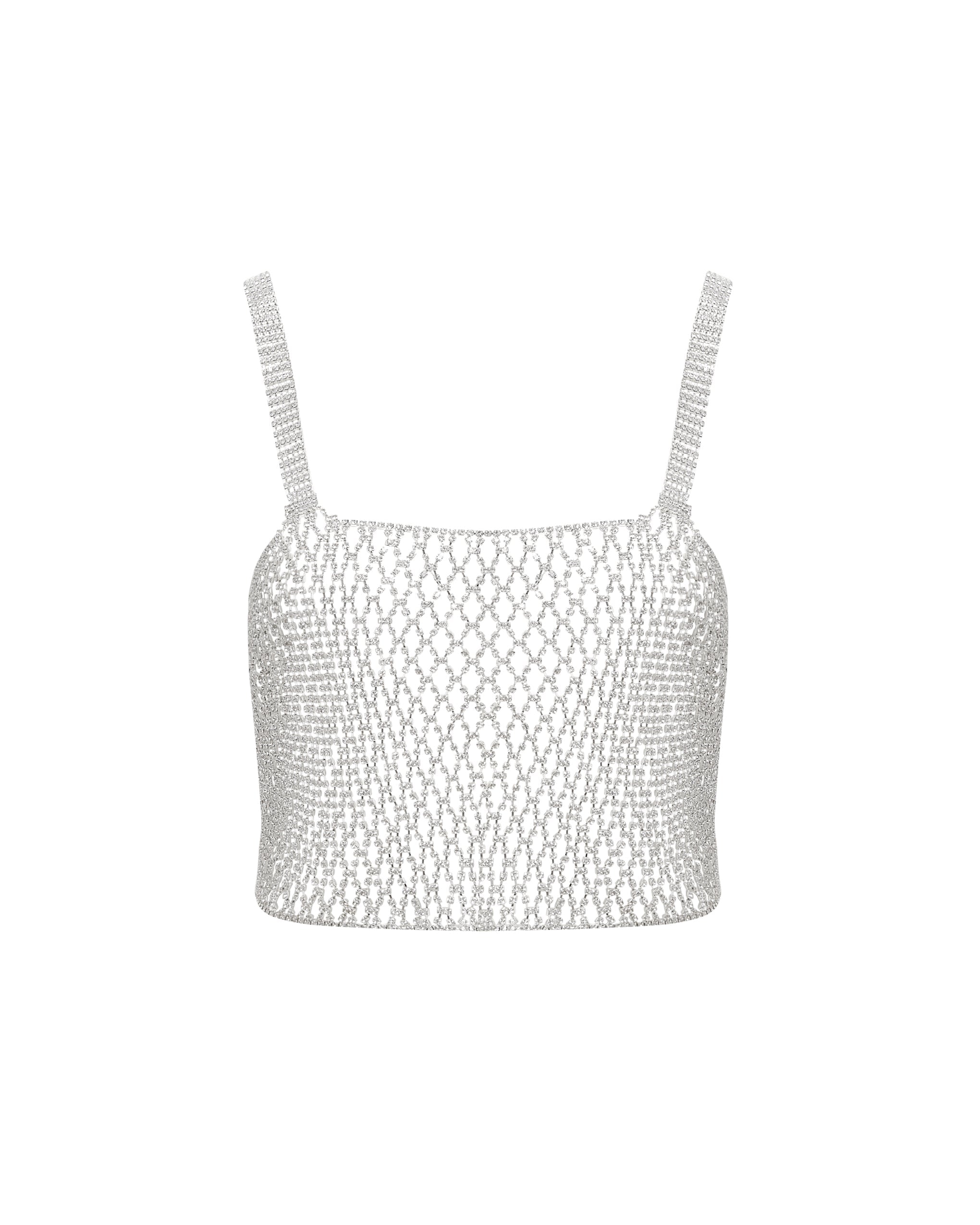 Elsa Diamond Lattice Cami Silver/Clear