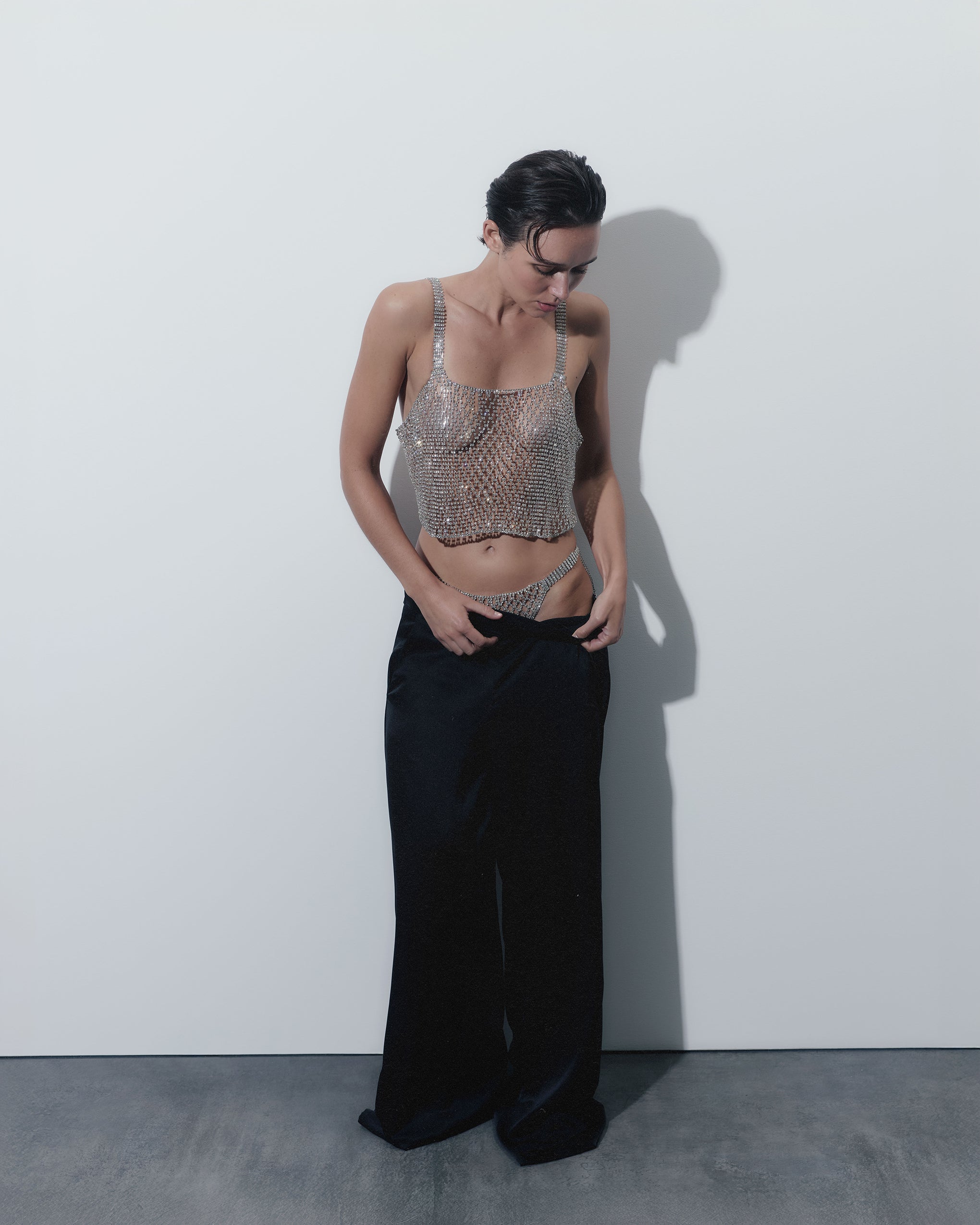 Elsa Diamond Lattice Cami Silver/Clear