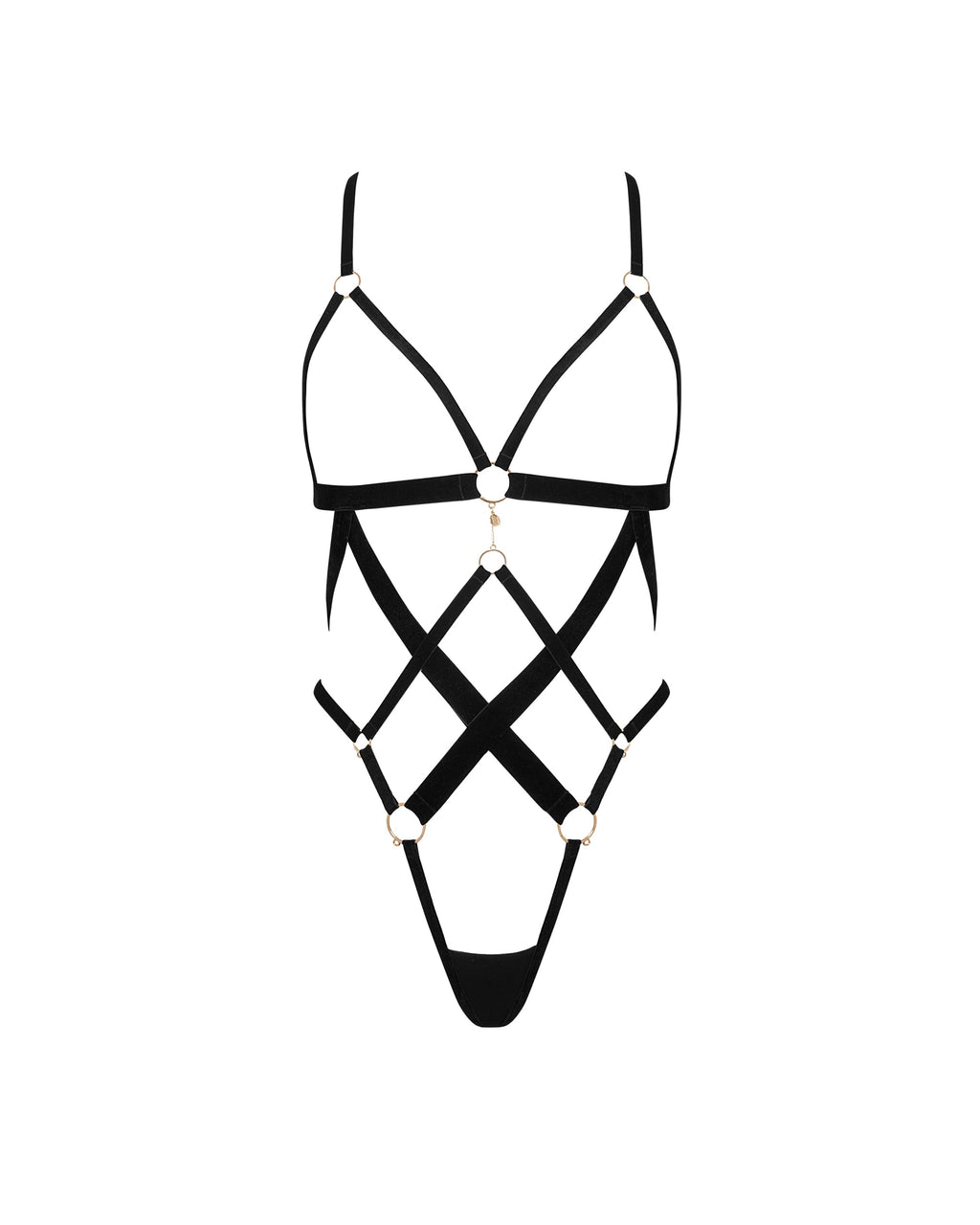 Simone Open Harness Bodysuit Black