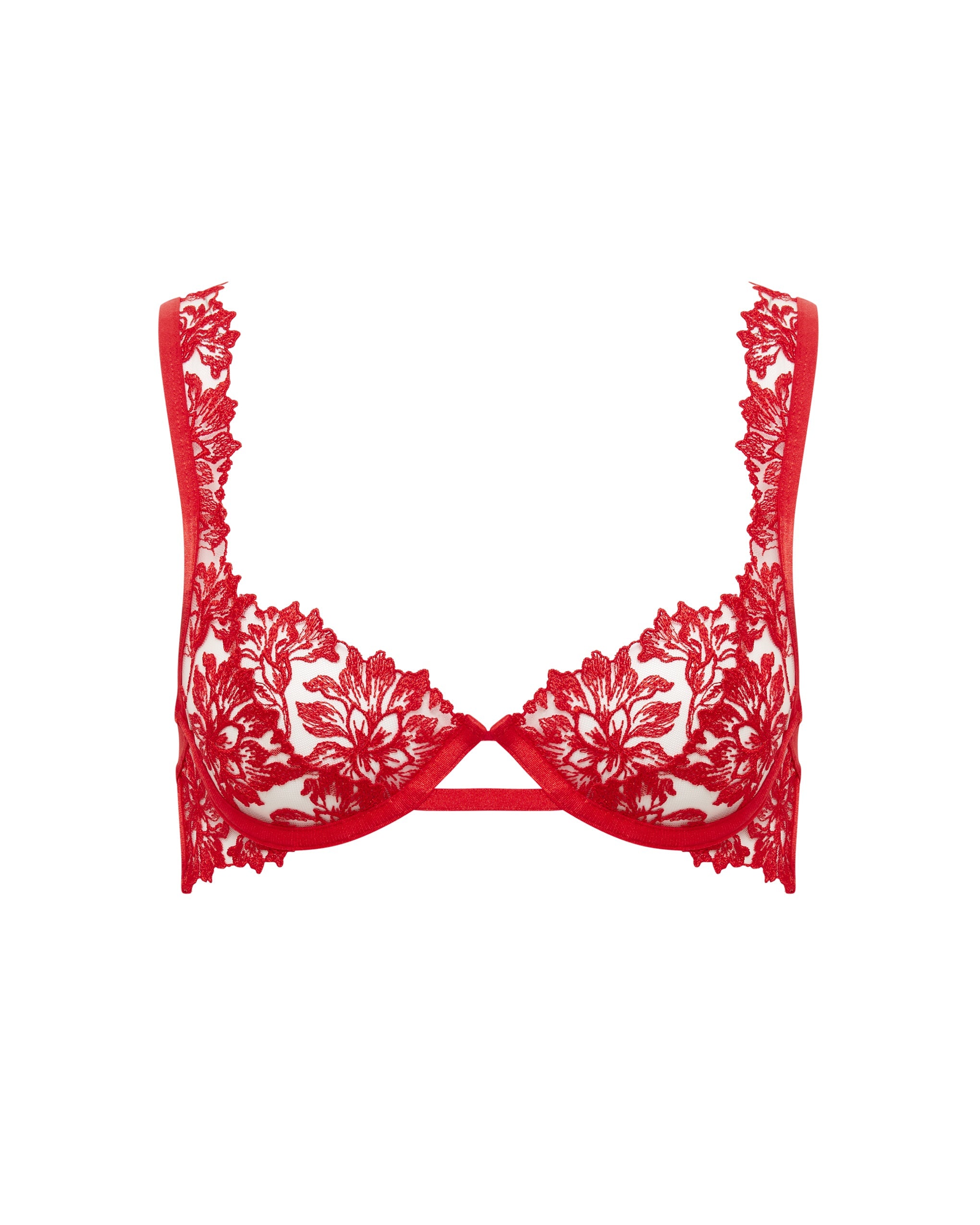 Samara Embroidered Bra Red