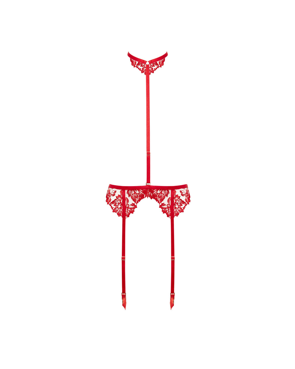 Samara Suspender Harness with Detachable Collar Red