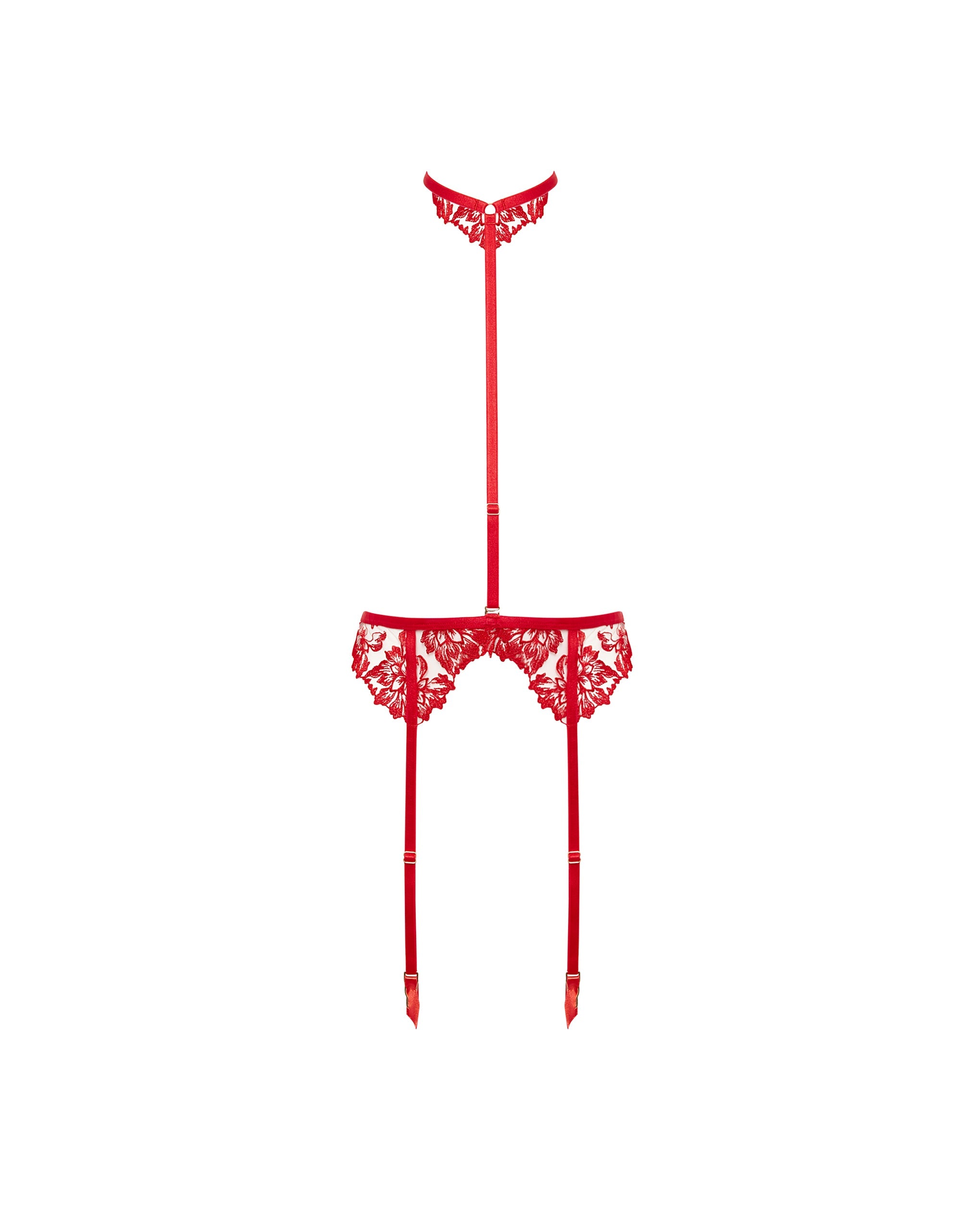 Samara Suspender Harness with Detachable Collar Red