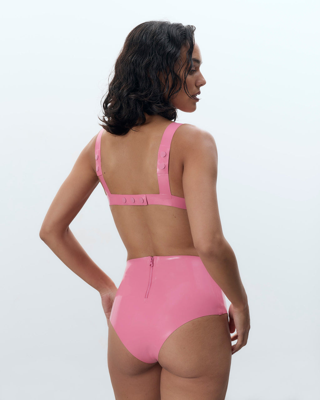 Latex High-Waisted Hot Pants Pink