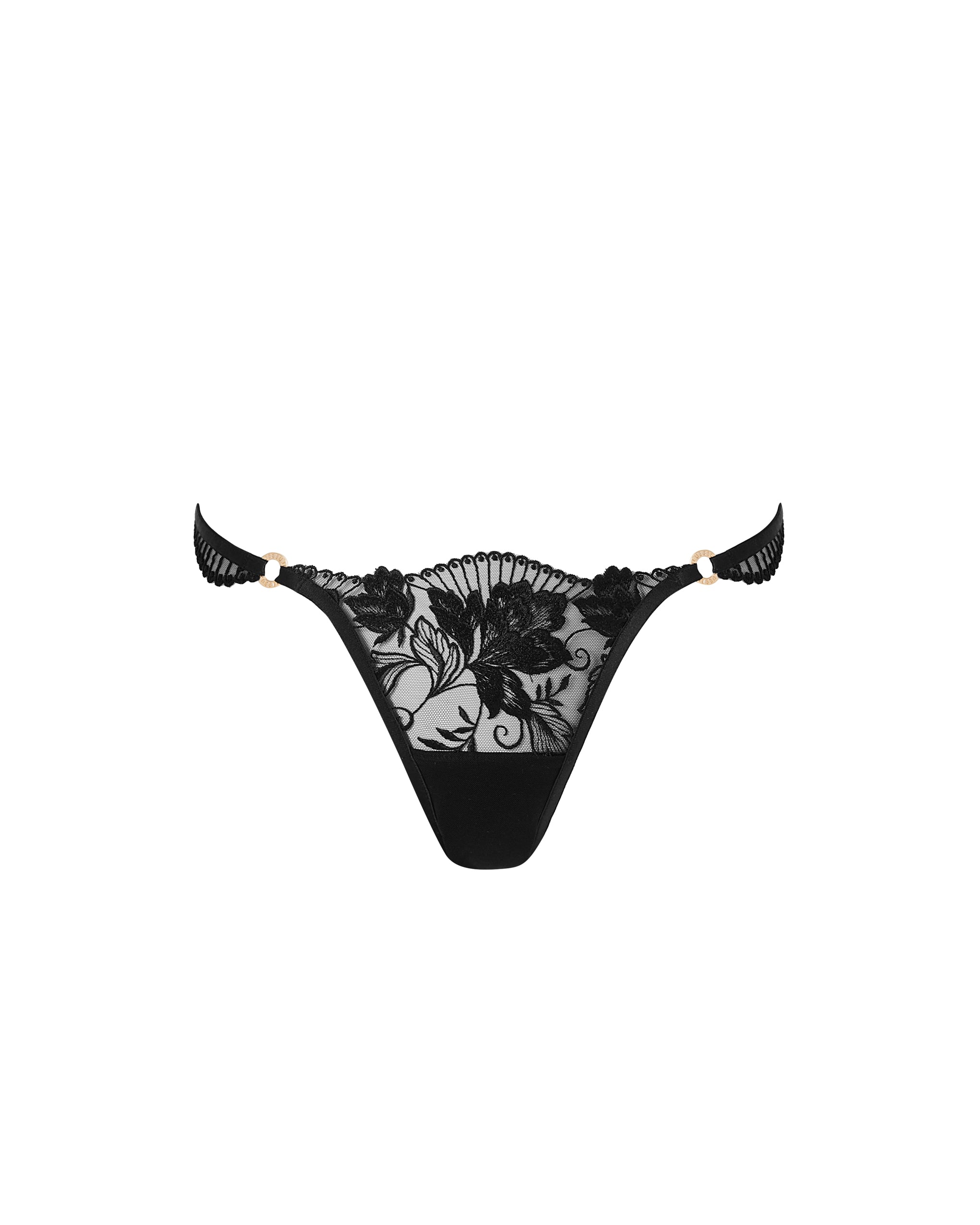 Gabriella Floral Embroidered Brief Black