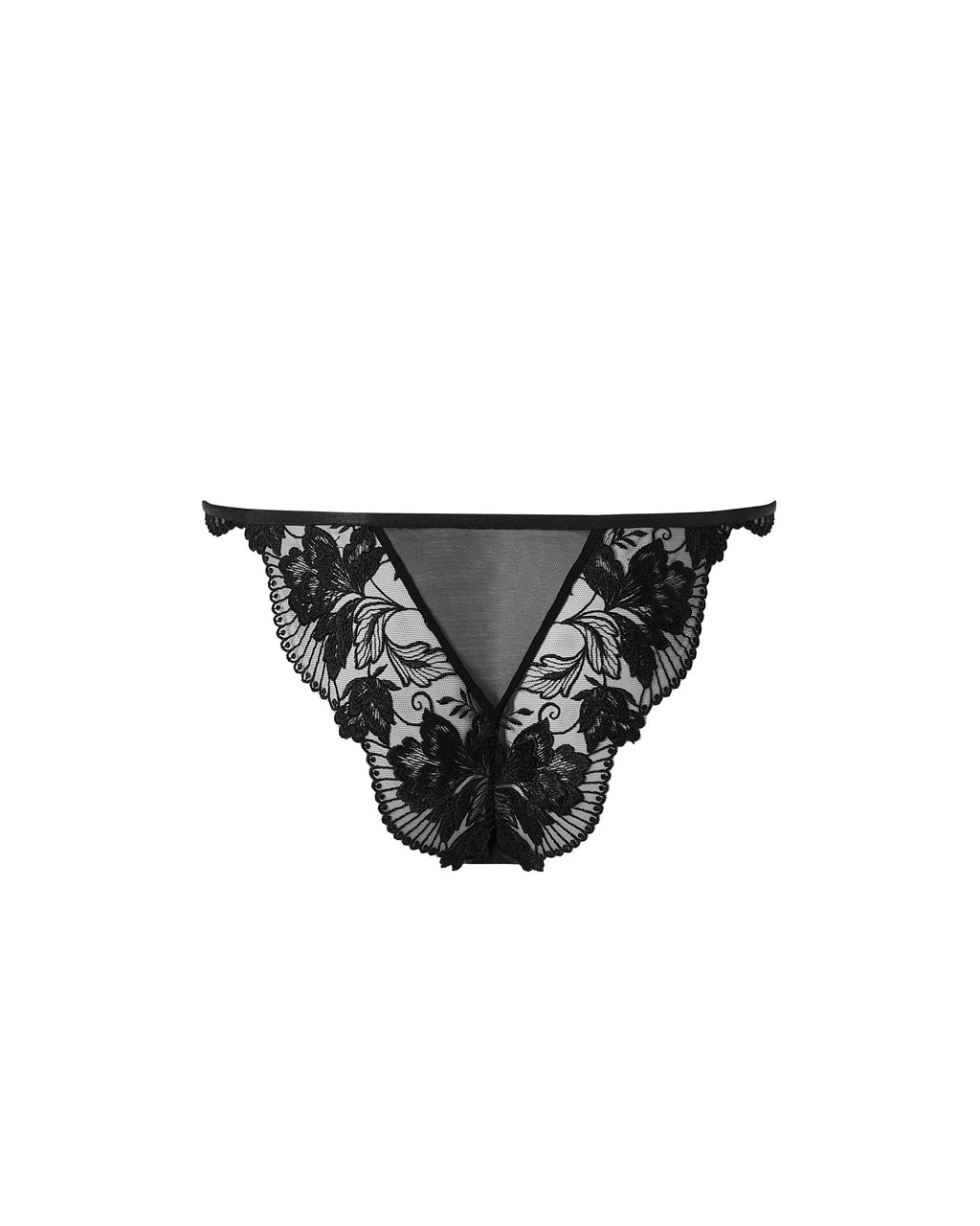 Gabriella Floral Embroidered Brief Black