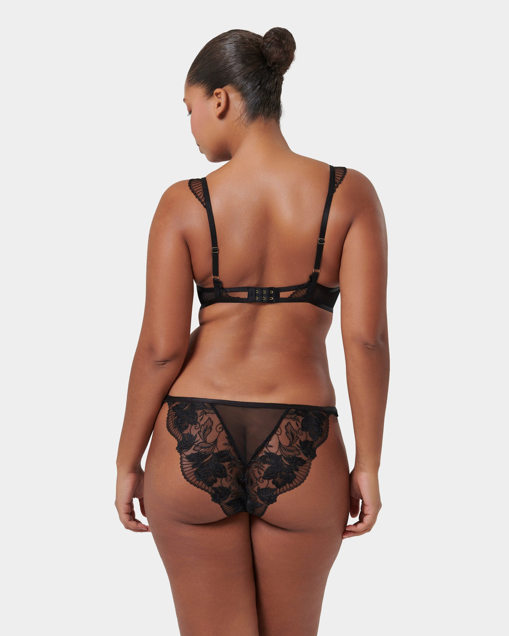 Gabriella Floral Embroidered Brief Black