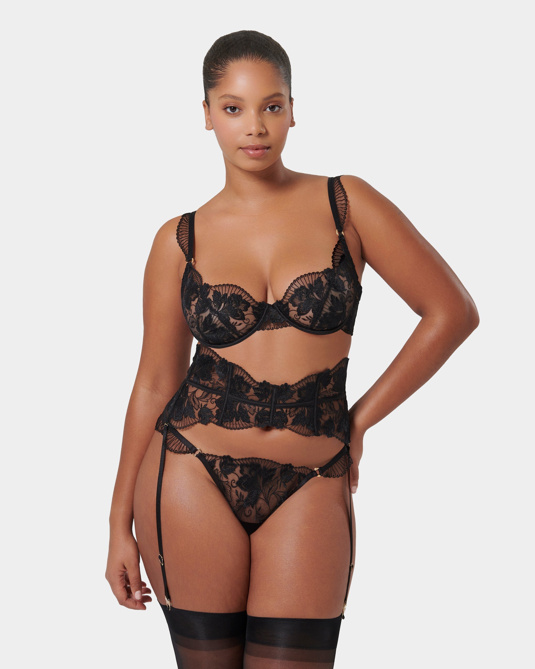Gabriella Detachable Waspie Suspender Black