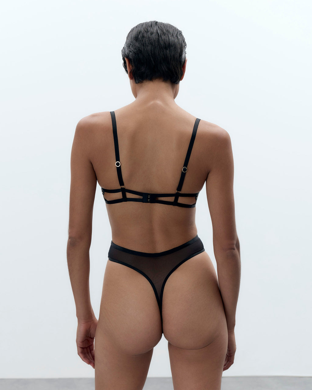Marisa Embroidered Sheer Bodysuit Black