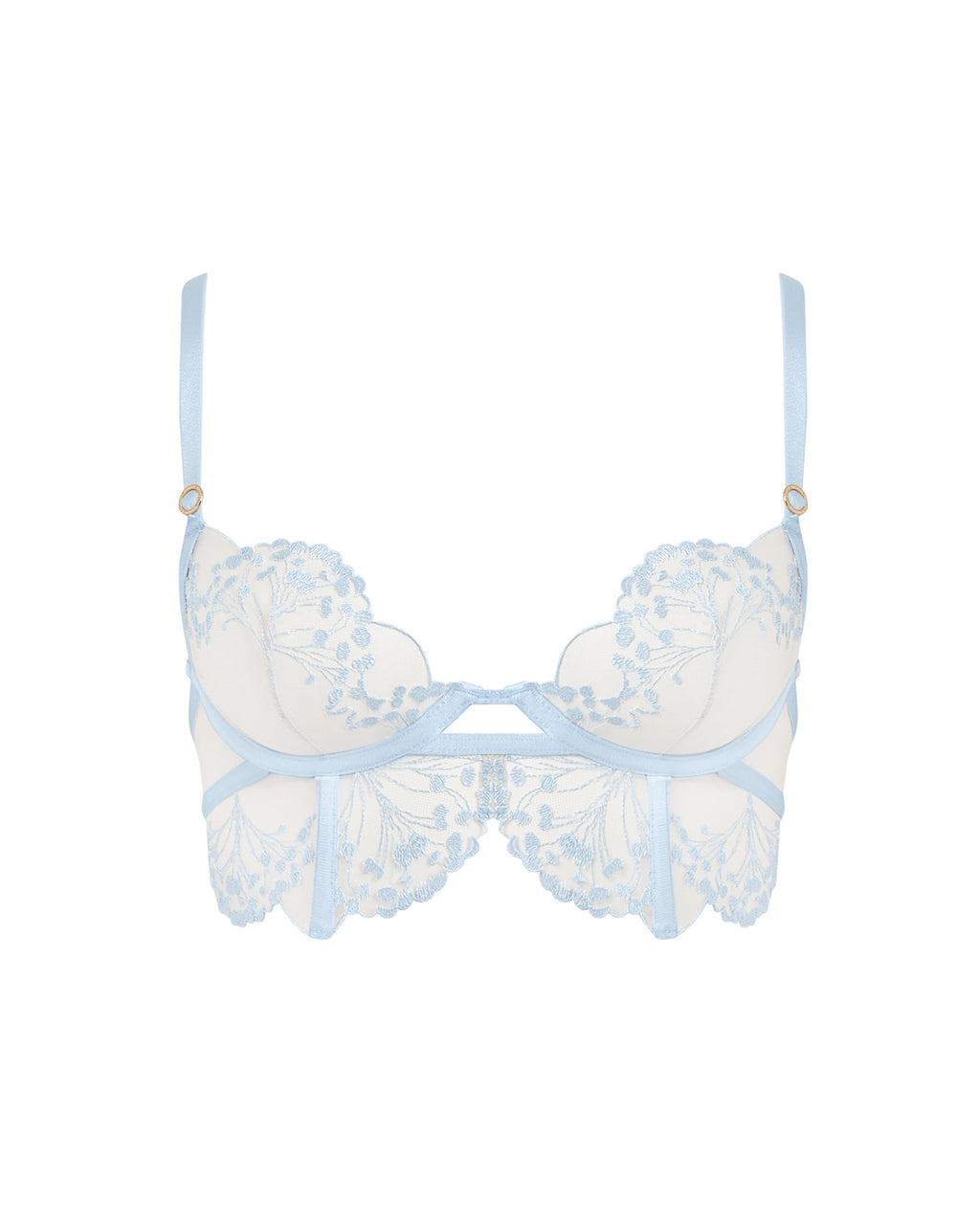 Marisa Embroidered Sheer Bra Blue