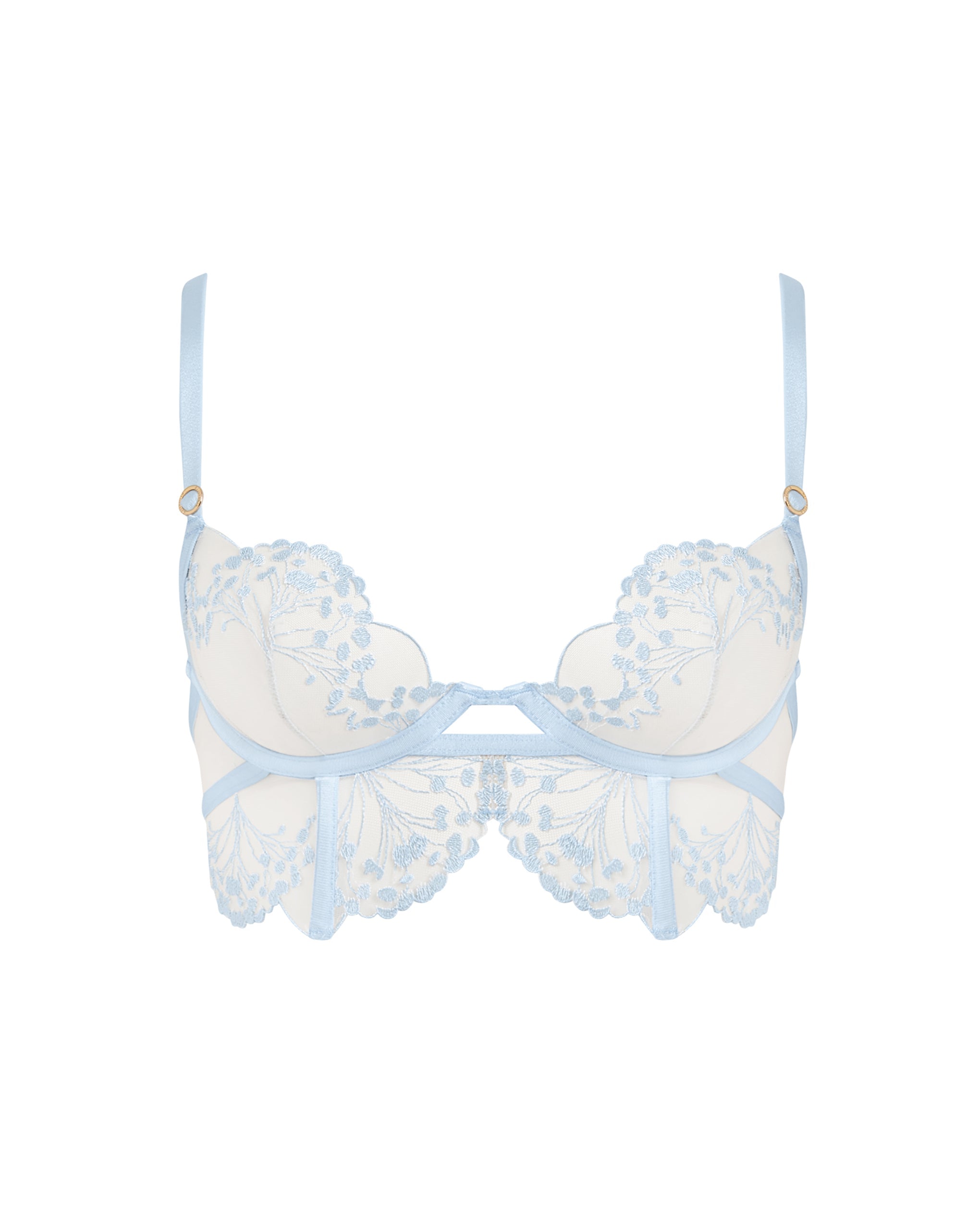 Marisa Embroidered Sheer Bra Blue