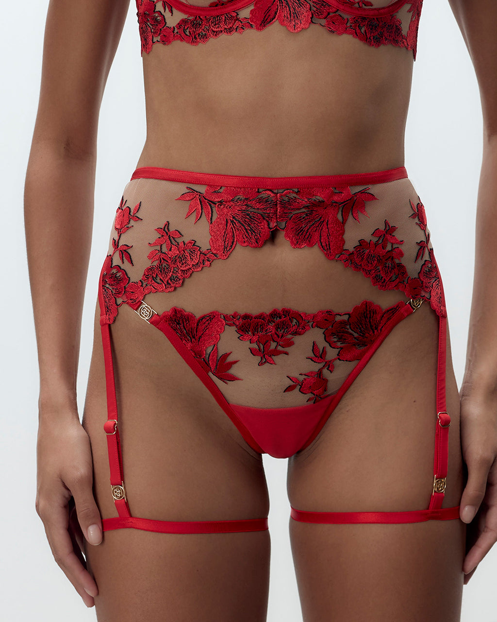 Lavanya Suspender Thigh Harness Red