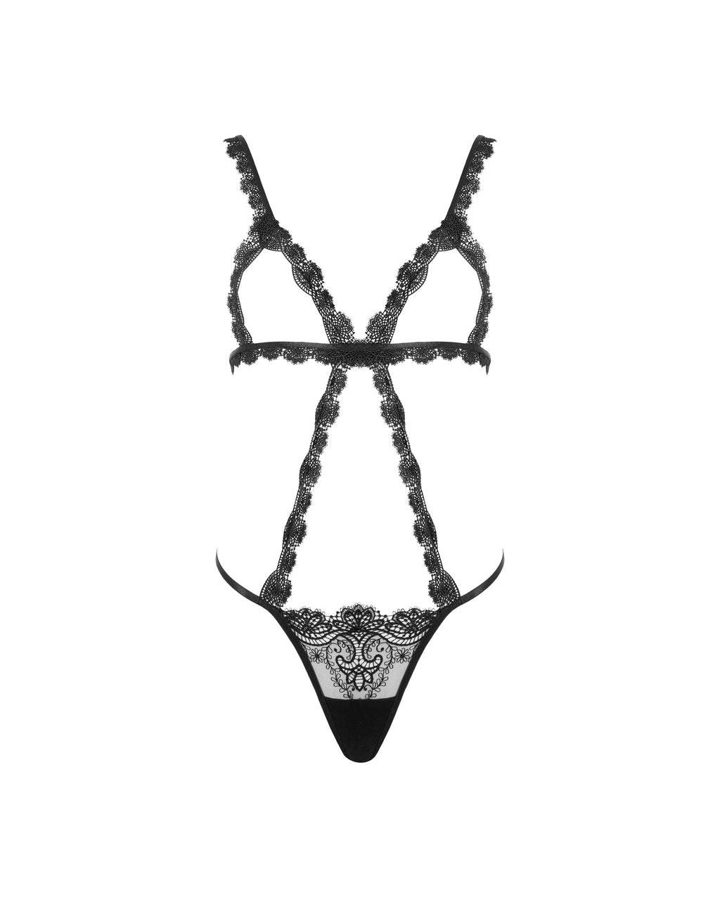 Arella Open Bodysuit Black