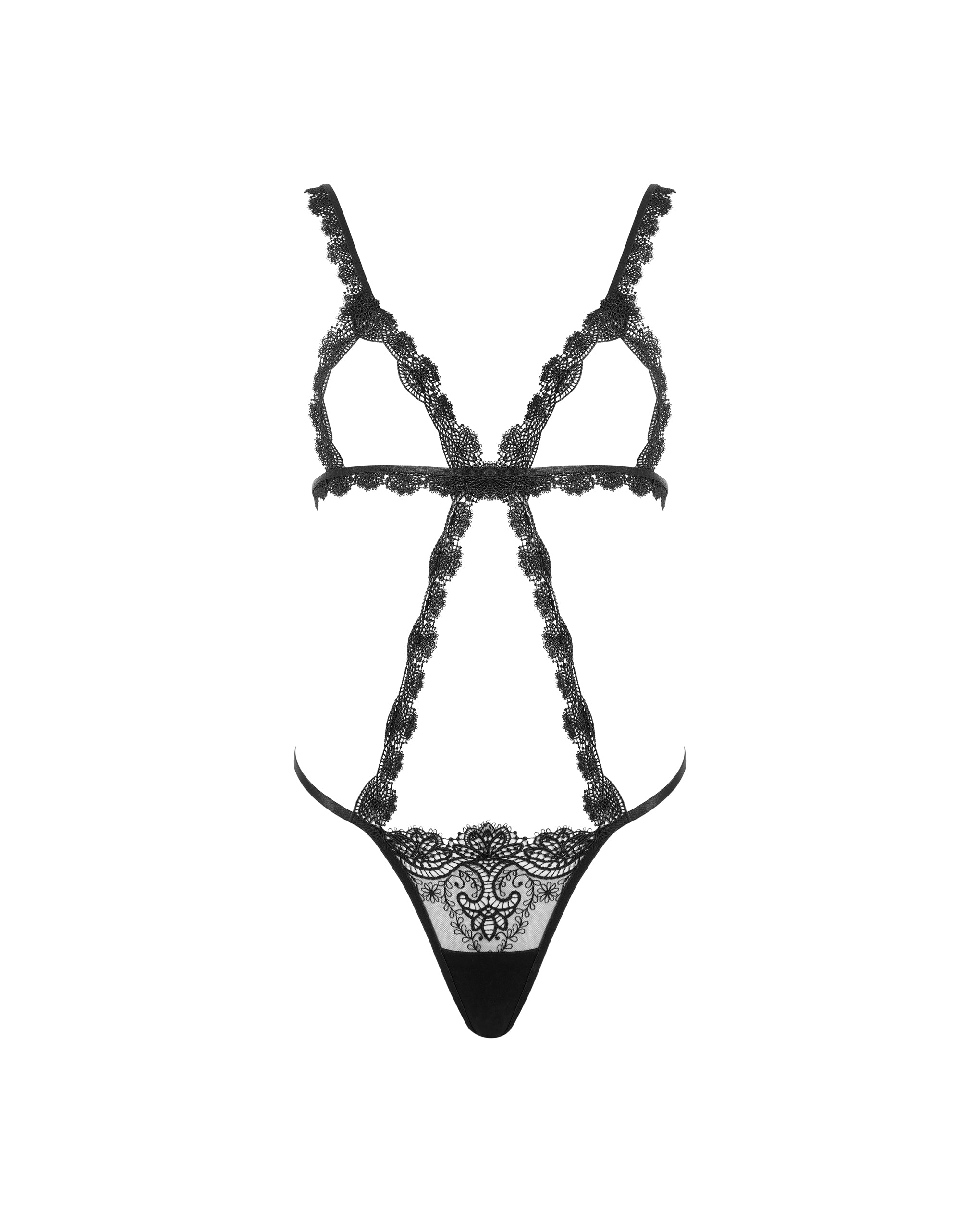 Arella Open Bodysuit Black