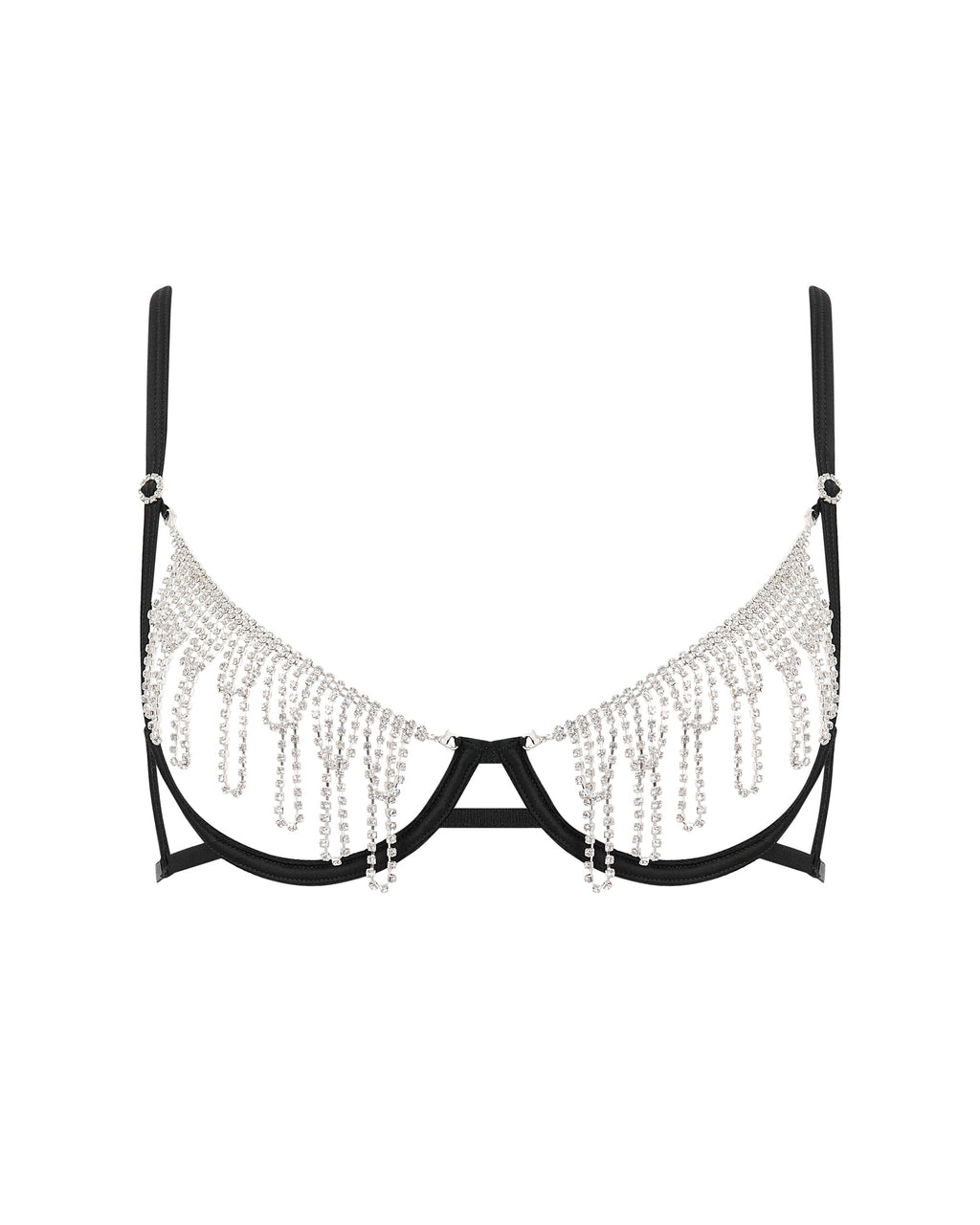 Estelle Open Diamante Bra Black/Silver