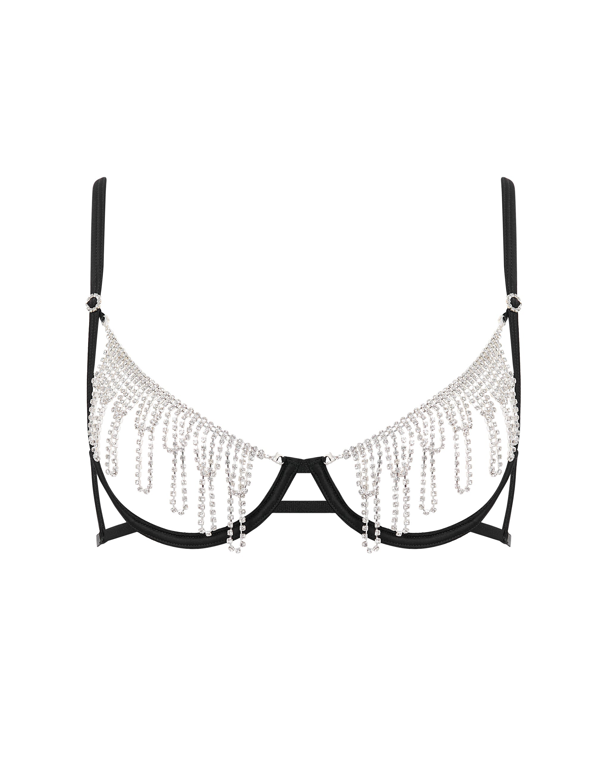 Estelle Open Diamante Bra Black/Silver