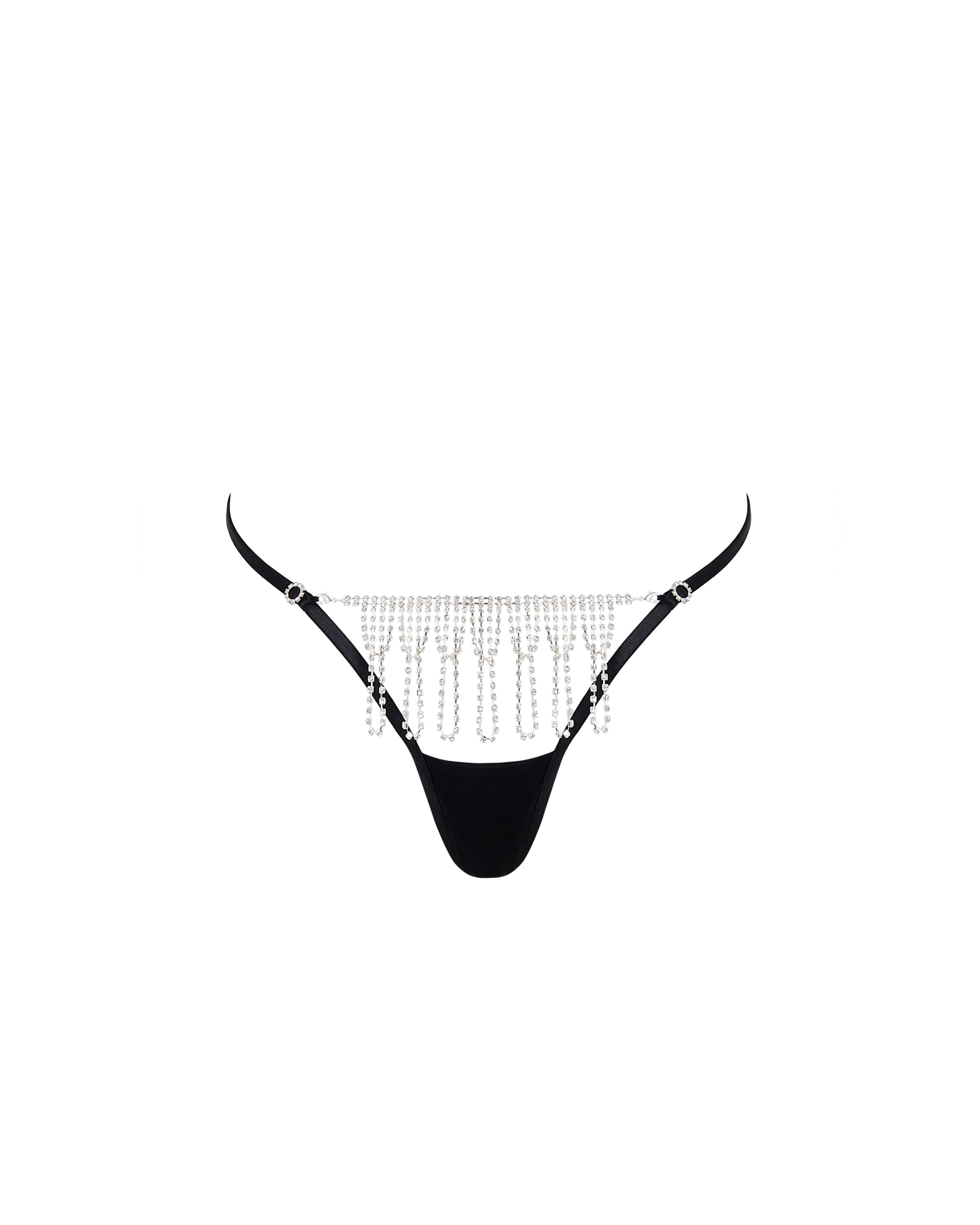 Estelle Open Diamante Thong Black/Silver