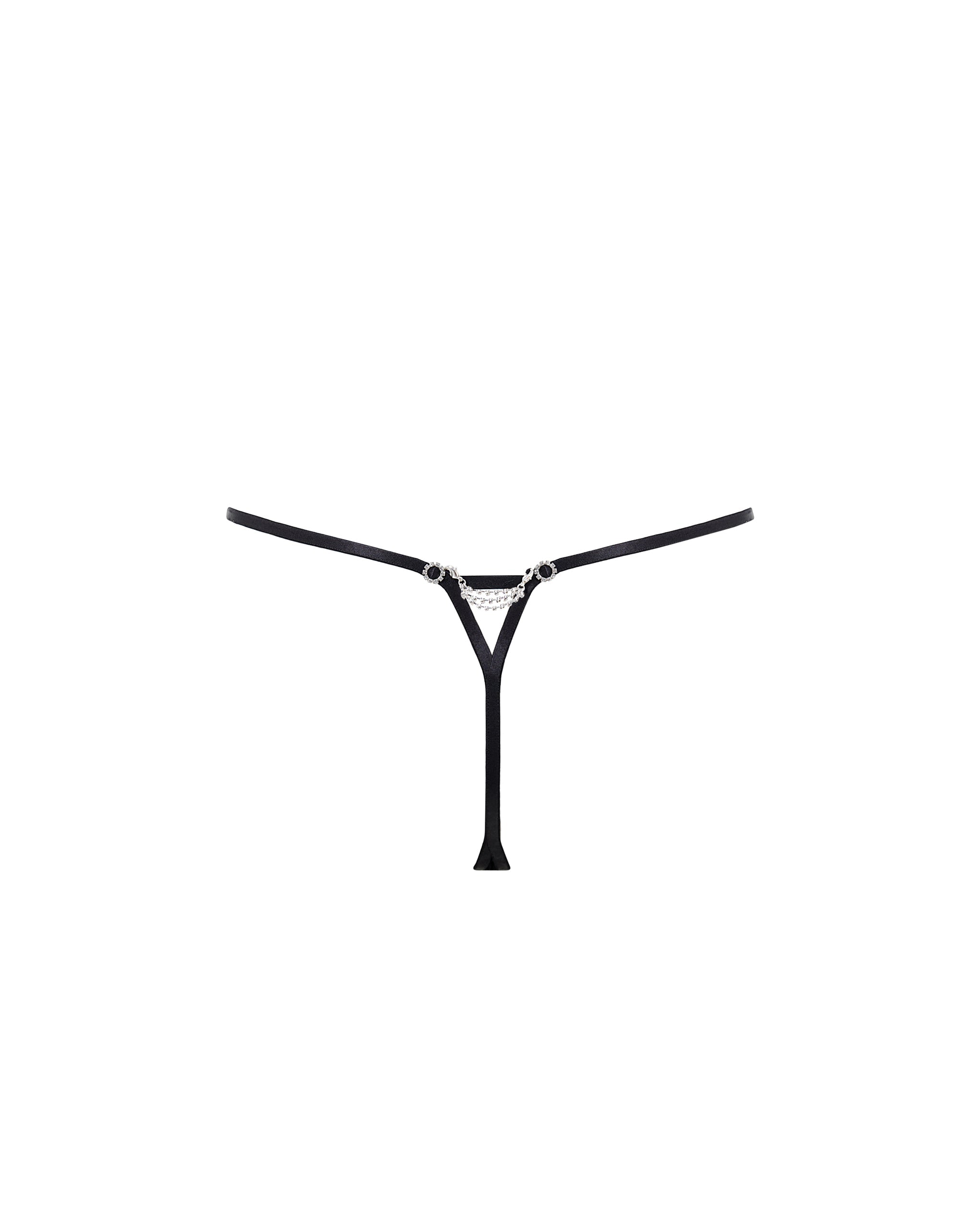 Estelle Open Diamante Thong Black/Silver