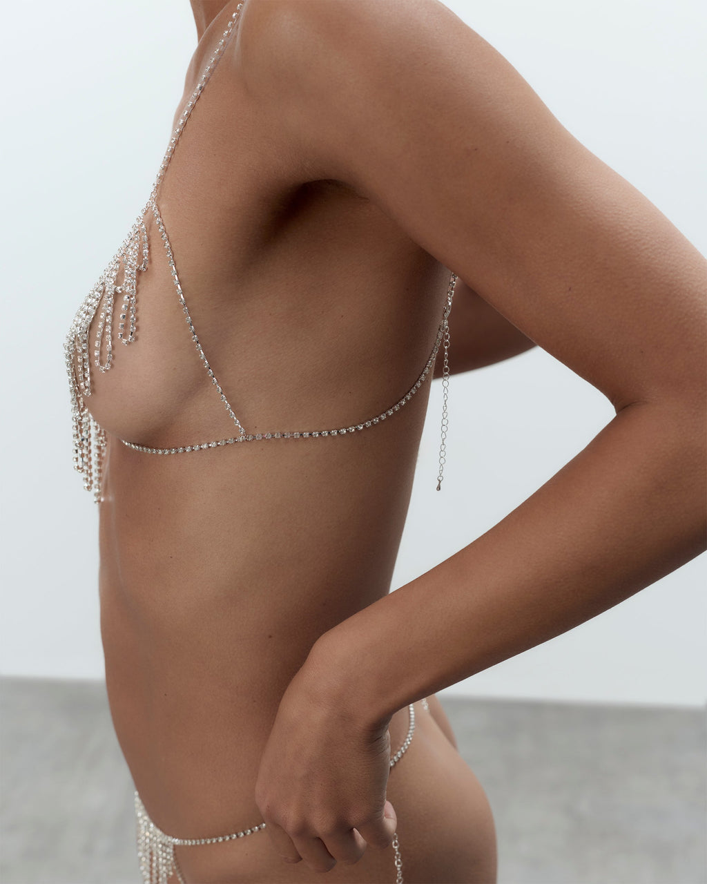 Estelle Open Diamante Bra Silver