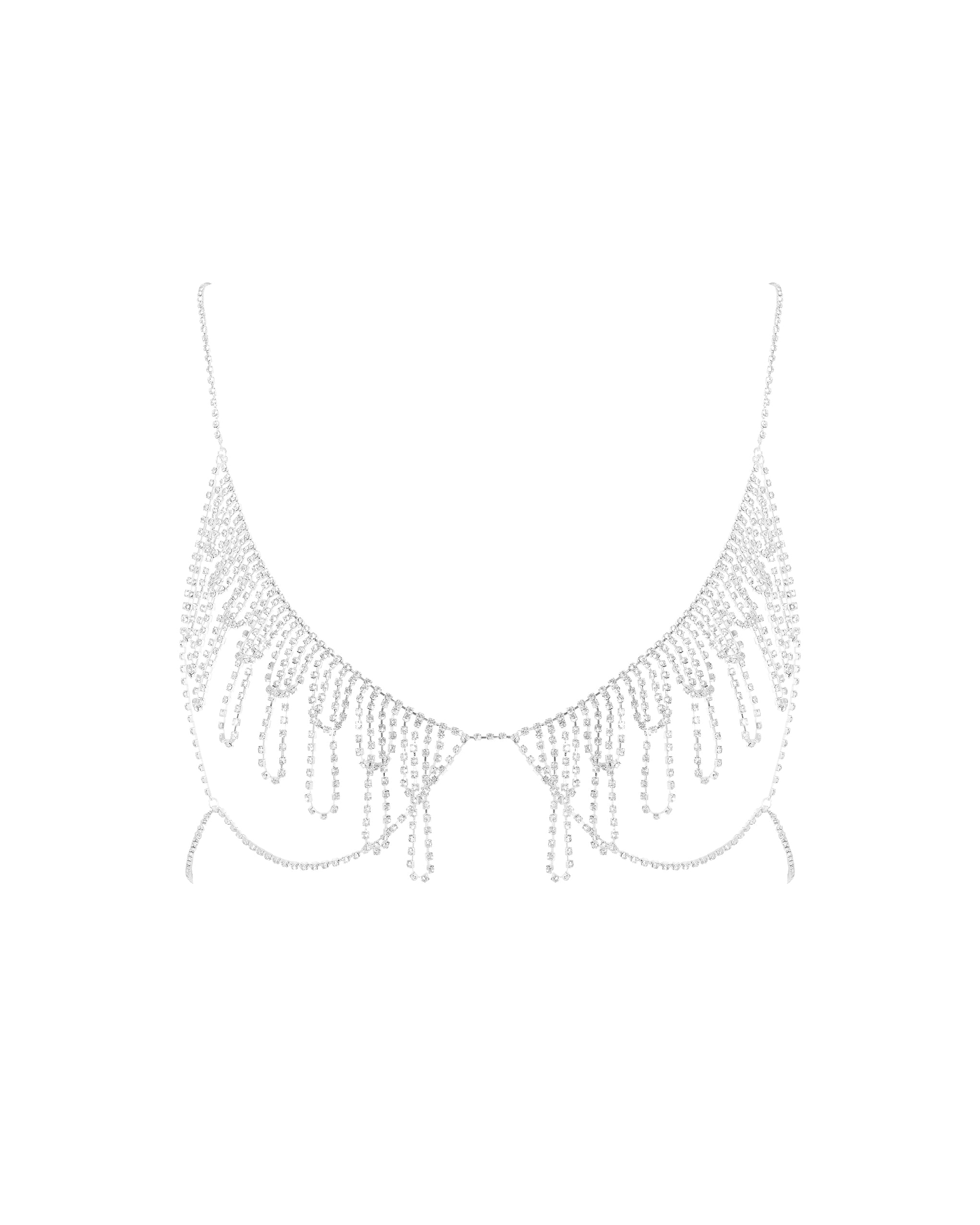 Estelle Open Diamante Bra Silver