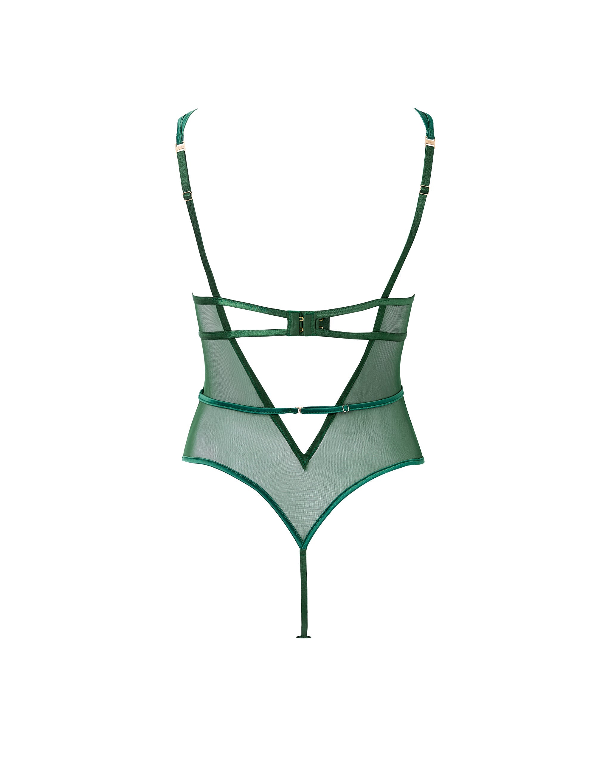 Seraphim Embroidered Sheer Bodysuit Green