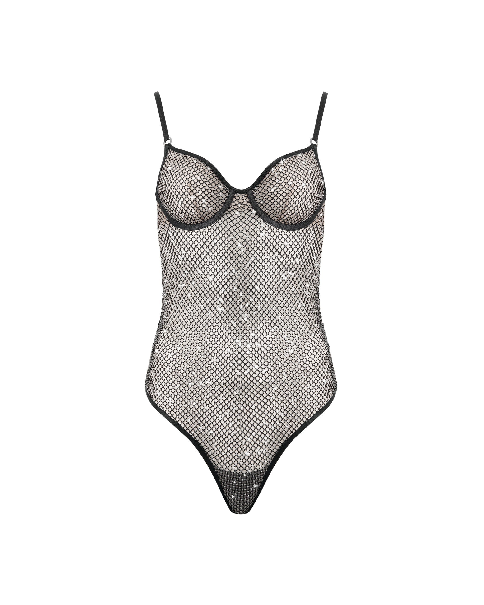 Noor Sheer Mesh Bodysuit Black