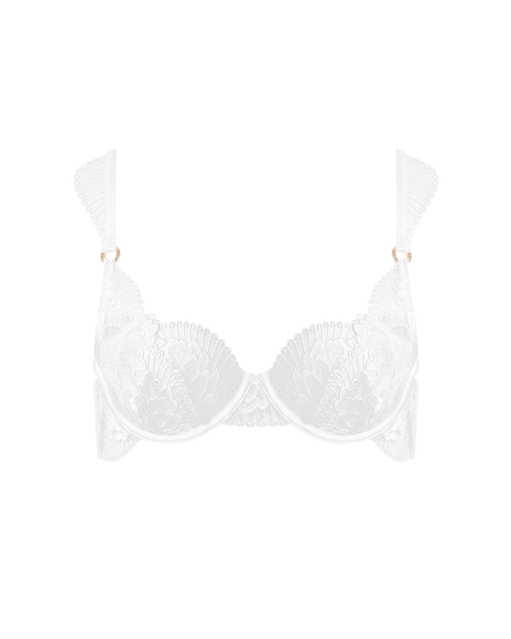 Gabriella Floral Embroidered Bra White