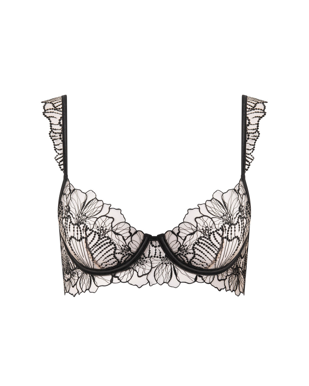 Amarosa Floral Embroidered Bra Black