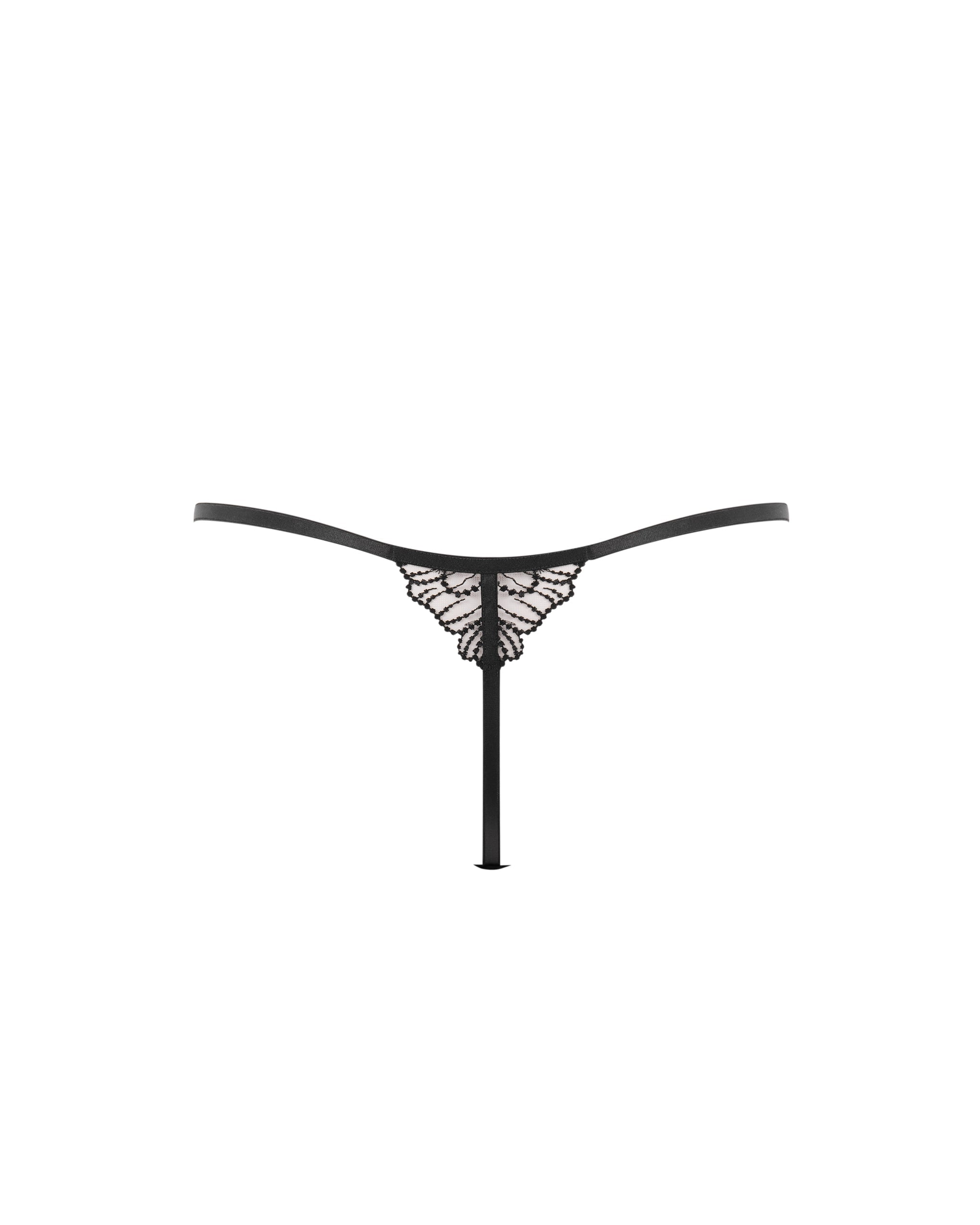 Amarosa Floral Embroidered Thong Black