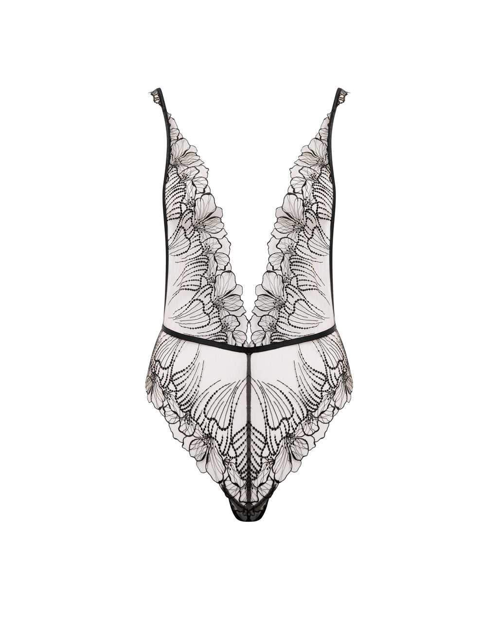 Amarosa Floral Embroidered Bodysuit Black
