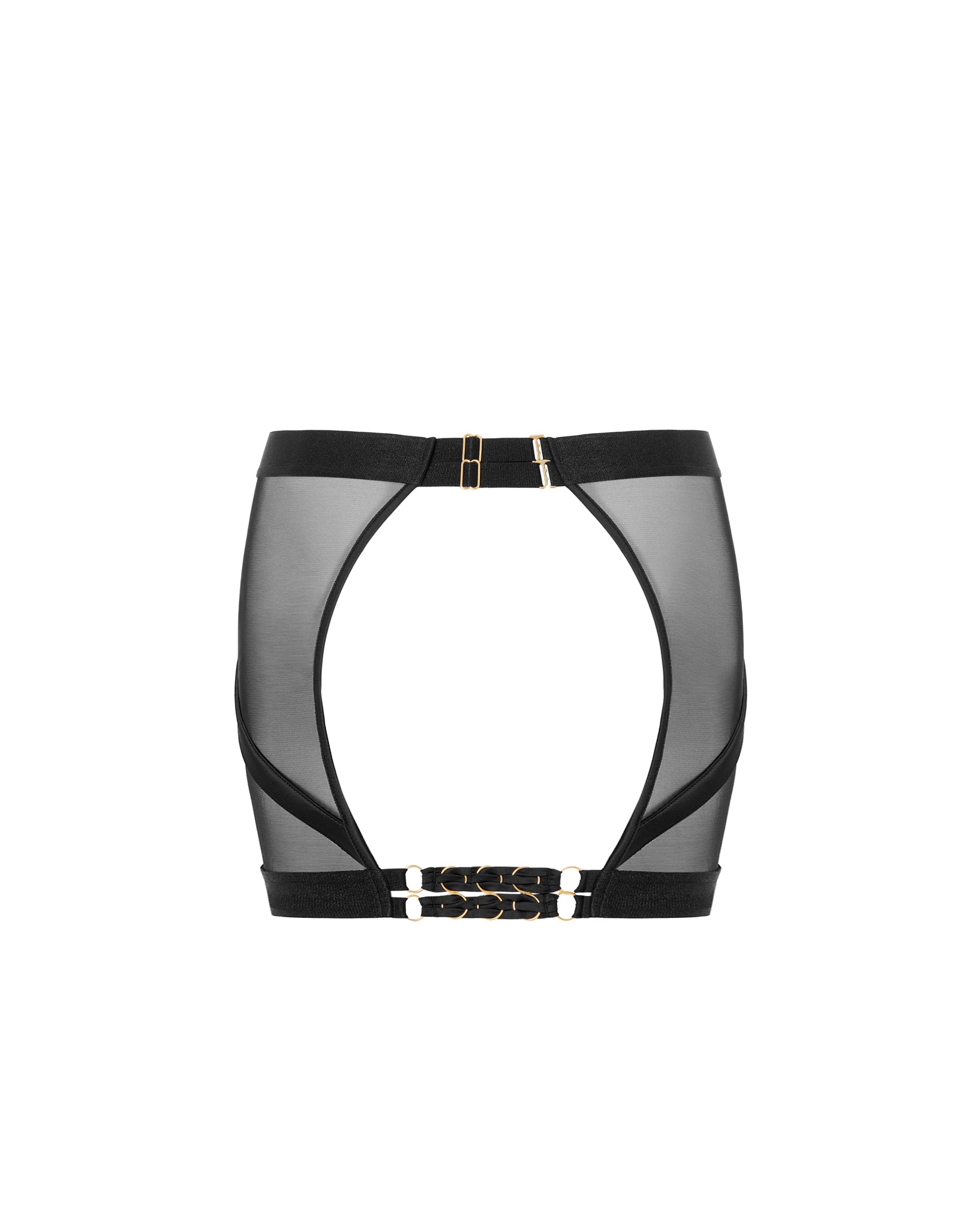 Suri Mesh Open-Back Skirt Black