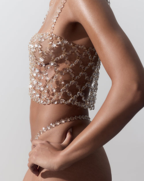Crystal Cami Crop Top Clear